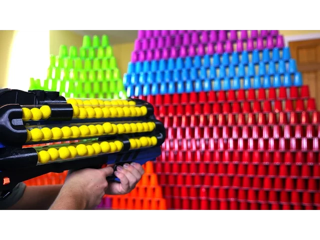 nerf guns: nerf blaster vs 10,000 cups